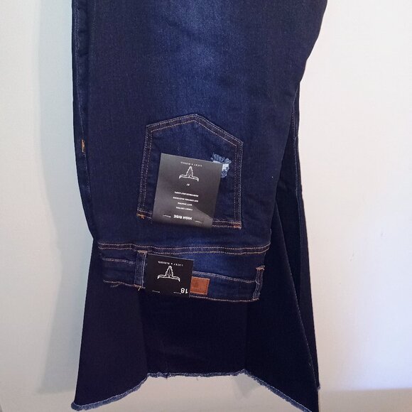 Lucky and Blessed Jeans High Rise Distressed frayed hem Extreme Flare Size 18 je - Picture 1 of 5